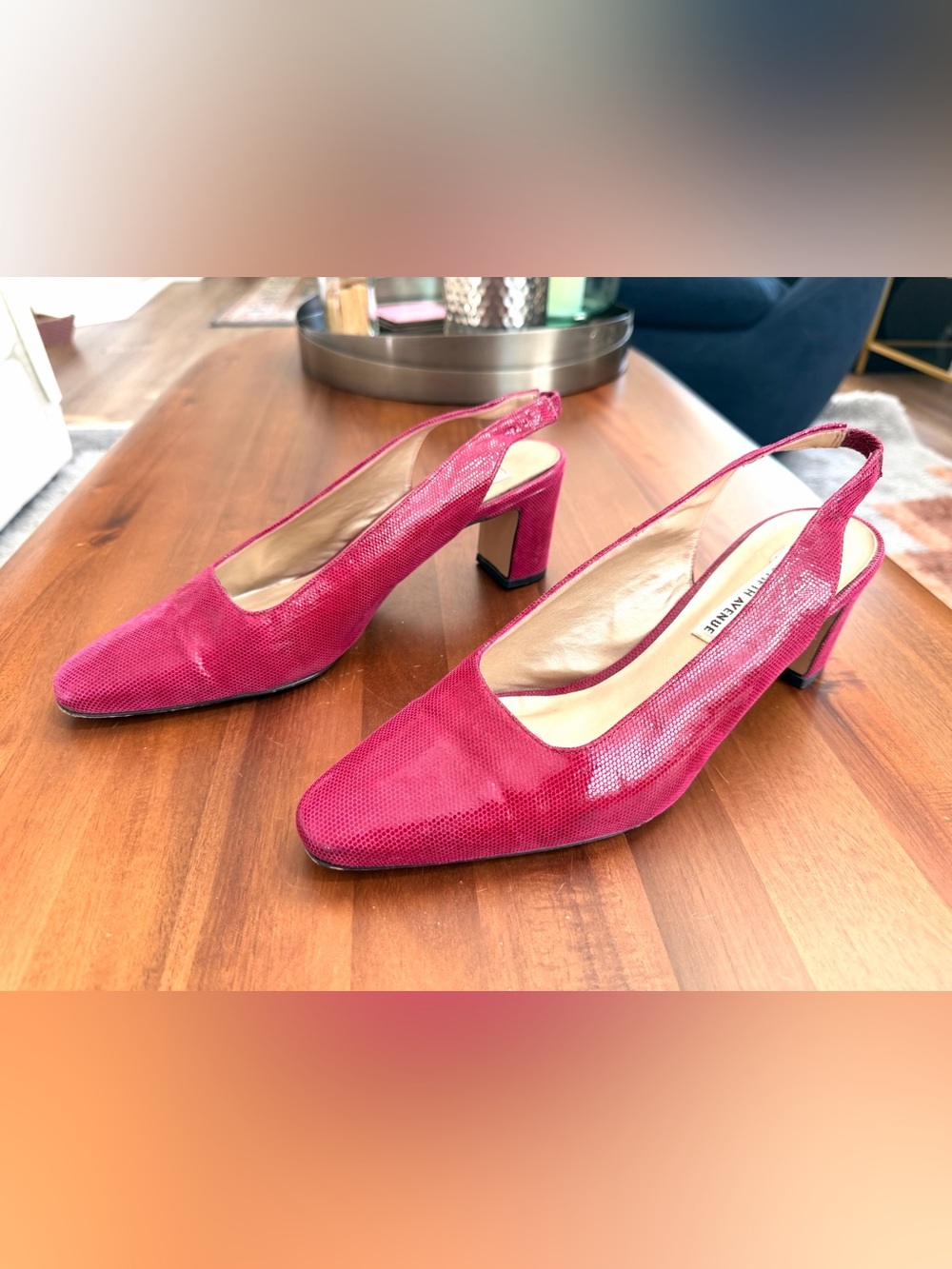 Saks Fifth Avenue Italy Size 10M Pink Leather Slingback Pumps 3” Heel